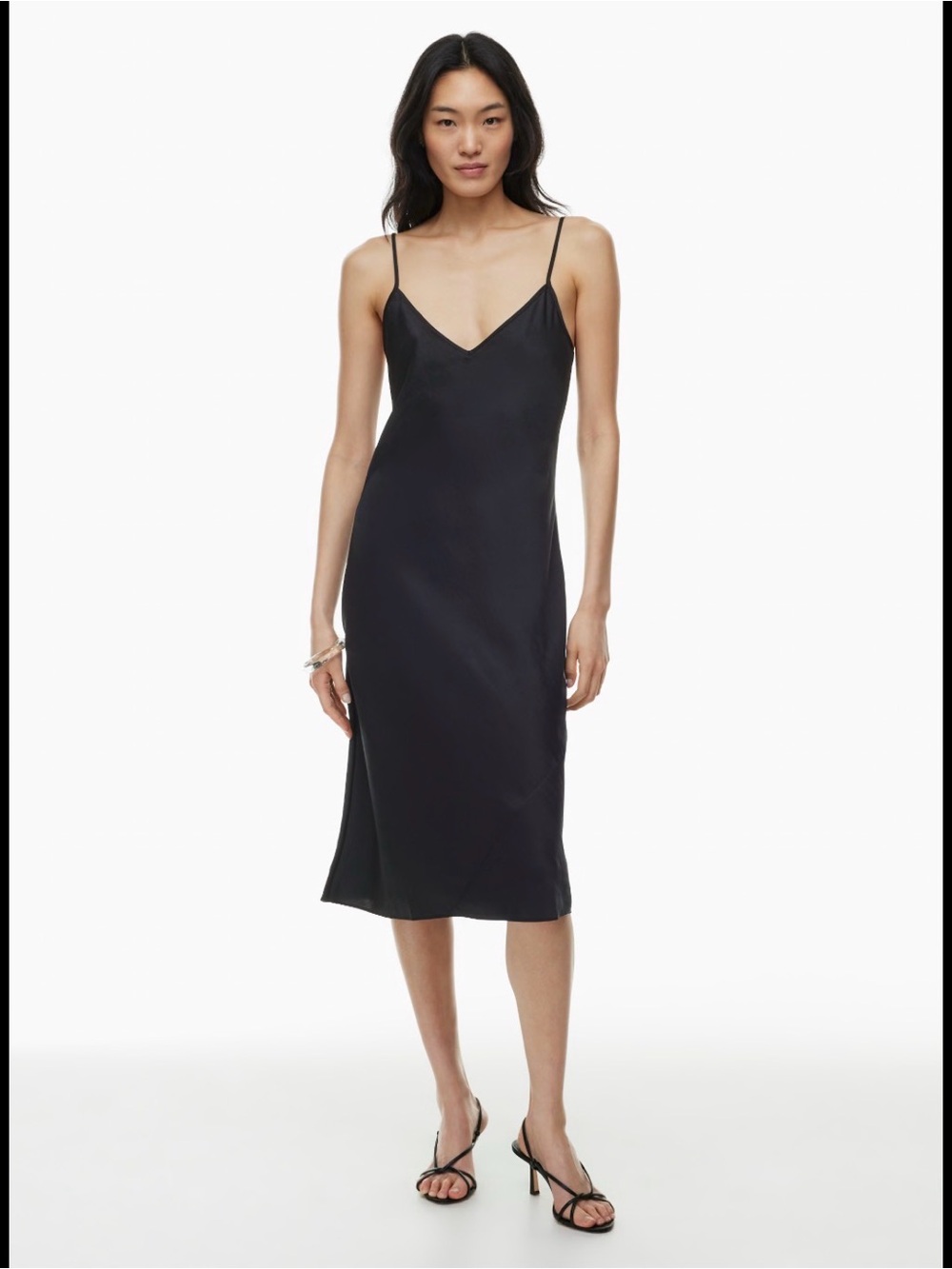Wilfred Black Satin Midi Slip Dress